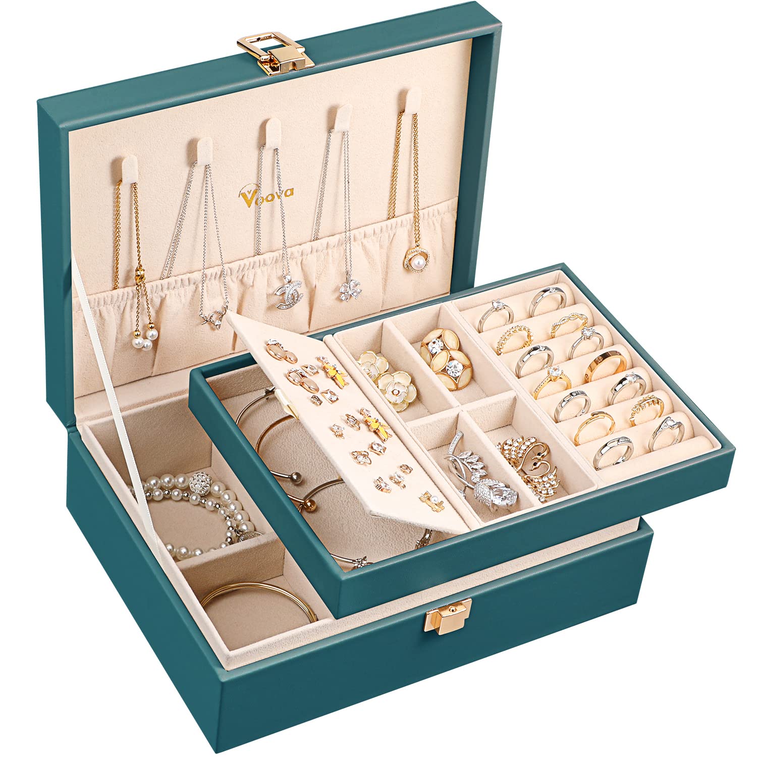 Amazon.com: Voova 2 Layer Jewelry Box Organizer with Removable